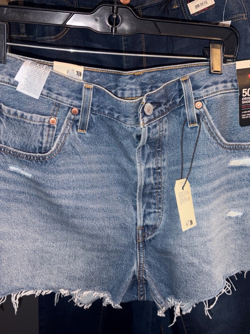 Levi's Light Blue Distressed Denim Cutoff Shorts